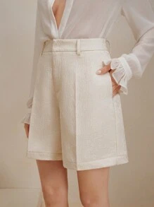 Anewsta Pantalones cortos de mujer de unicolor con textura de jacquard, versátiles y de moda, conjunto de atuendos de verano para festival y salir