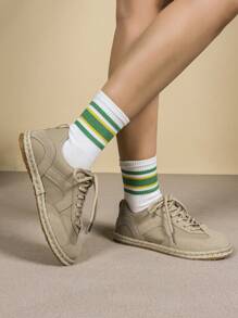 OUTDOORSY 女士低帮滑板鞋，新款时尚休闲运动鞋，秋季百搭白鞋 - 淺藍色 - 查看 2