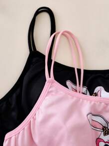 2 件套女童可爱兔子印花内衣套装带罩杯垫，休闲