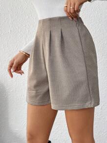 SHEIN LUNE 女士纯色简约时尚休闲短裤，日常穿着 - 彩色 - 查看 4