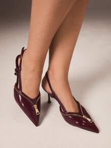 CUCCOO GRLICON Women's Y2K Punk Style High Heel Pumps, Suitable For Motorcycle, Cool Girl, Halloween, Christmas, Party Outfits - Burgundy - View 1