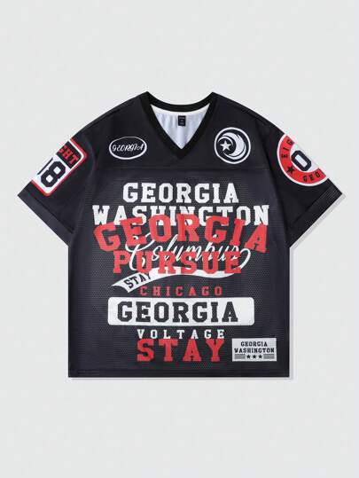 Prep Camiseta deportiva de manga corta con parches de malla para hombre, jersey atlético