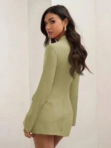 COSMINA 女士纯色立领长袖口袋简约休闲迷你连衣裙