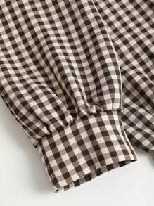 Sweetra Women Solid Color Tied Front Long Sleeve Casual Dress - Coffee - View 4