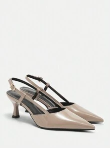 CUCCOO BIZCHIC Women's Pointed Toe High Heels Stilettos, Apricot Glossy Backless Slip-On Dress Pumps For Commuting And Daily Wear For Christmas Valentine's Day - Apricot - View 9