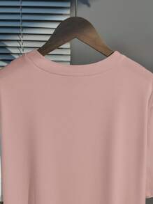 INAWLY Camiseta casual de manga corta de cuello redondo y unicolor para mujer talla grande, de verano