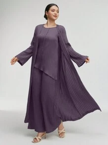 Mulvari Solid Tank Top & Pants & Open Front Coat