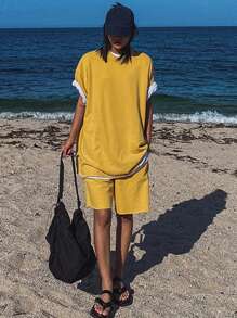 DAZY 2 件套超大女士短袖休闲套装