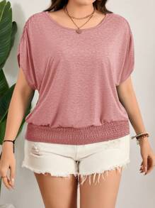 Rosumi 大码彩色复活节 T 恤，宽松圆领休闲 T 恤，弹性下摆，度假休闲装 - 藕粉色 - 查看 4