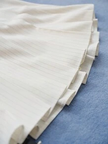 MOTF STUDIO 条纹褶饰腰带裙 - 白色 - 查看 10