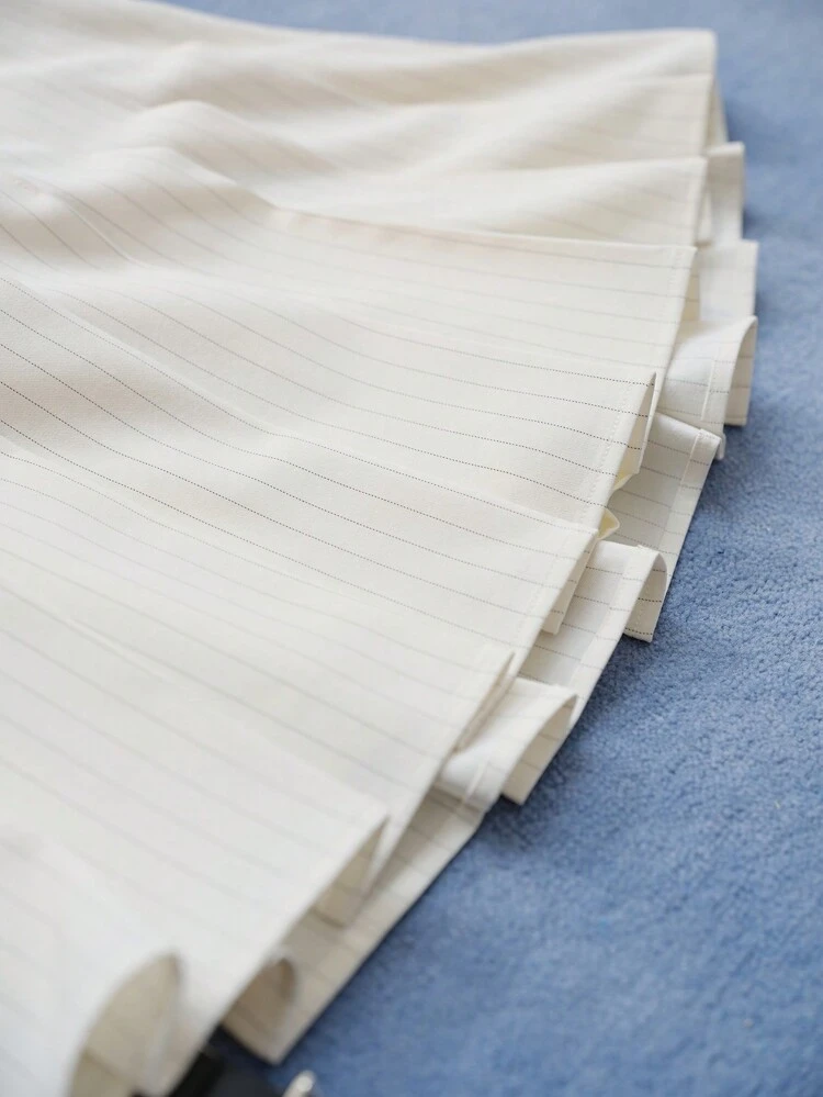 MOTF STUDIO STRIPED PLEATED BELTED SKIRT,SPRING/SUMMER