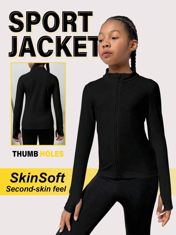SHEIN Jachetă Active Tween Girl cu fermoar