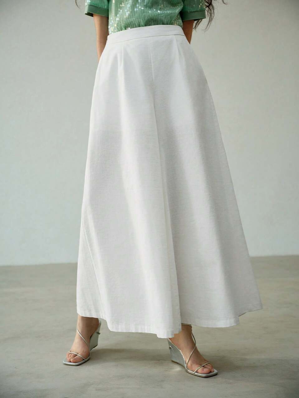 ZIPPER SIDE WIDE LEG SUIT PANTS