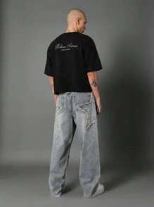 SUMWON Melrose Avenue Los Angeles Crop T-Shirt Urban Streetwear Script Logo Back Print Casual Summer Lightweight Top Boxy Style Hip Hop Fashion Downtown Culture