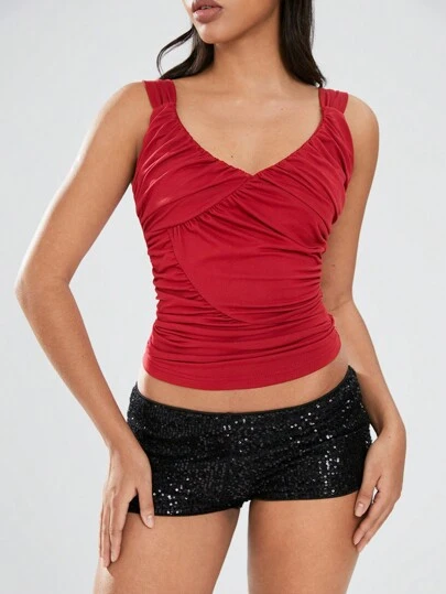 SHEIN Unity 1 件女士性感短款背心休闲日常穿着，适合情人节穿着