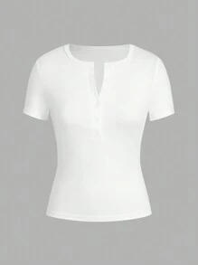 SHEIN EZwear Women Solid Color Short Sleeve T-Shirt, Simple & Fashionable Casual Daily Wear - Multicolor - View 5