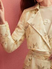 MOTF PREMIUM CASACO TRENCH COM ESTAMPA FLORAL DE LANTEJOULAS - Multicolorido - Visão 3