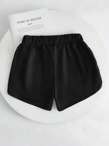 INAWLY Drawstring Waist Track Shorts - Black - View 2