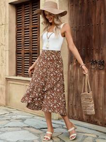 EMERY ROSE Falda asimétrica casual con volantes para mujer