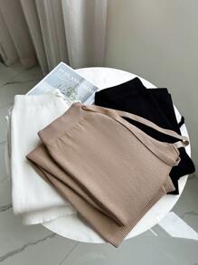 Franclia New Women High Waist Drawstring Loose Straight Leg Thick Pants, Knit Thermal Lined, Casual Style