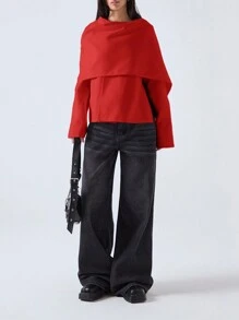 LYSMO 纯色斗篷外套斗篷大衣，休闲秋冬