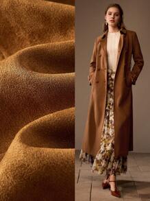 MOTF PREMIUM SUEDETTE SOLID BUCKLE BELTED DOUBLE BREASTED PLACKET LONG TRENCH COAT