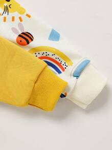 2 件套 幼儿男孩可爱卡通动物印花圆领长袖运动衫和裤子套装 - 彩色 - 查看 8