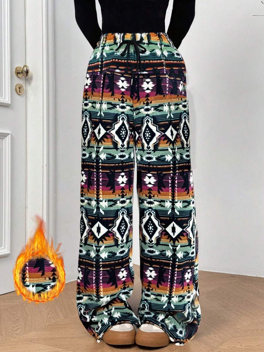 EMERY ROSE 女式休闲松紧腰直筒格子裤，秋季 - 彩色 - 查看 1