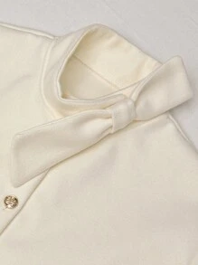 SHEIN Teen Girl Elegant Short Jacket With Bow Collar For Teenage Girls