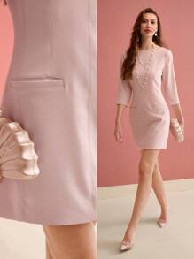 MOTF PREMIUM SIMPLE ZIPPER BACK FITTED DRESS