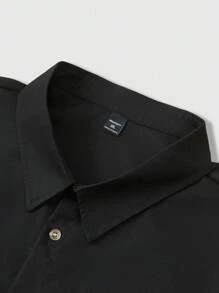 Manfinity Homme Camisa de manga larga a cuadros de patchwork informal para hombre de talla grande