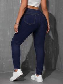 SHEIN EZwear Plus Size Casual Denim Jeans, Minimalist Fashion For Everyday Wear