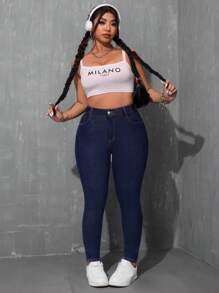 SHEIN EZwear Plus Size Casual Denim Jeans, Minimalist Fashion For Everyday Wear
