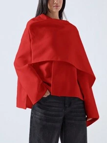 LYSMO 纯色斗篷外套斗篷大衣，休闲秋冬