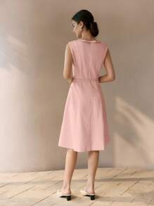 MOTF PREMIUM CONTRAST TAPE FITTED WAIST TANK DRESS - Pink - View 7