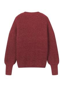SHEIN LUNE Suéter casual de manga larga con cuello redondo de unicolor y talla grande, para primavera