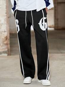 PAVTROS Manfinity Streetrush Men's Letter Print Young Street Style Classic Side Stripe Sweatpants - Multicolor - View 4