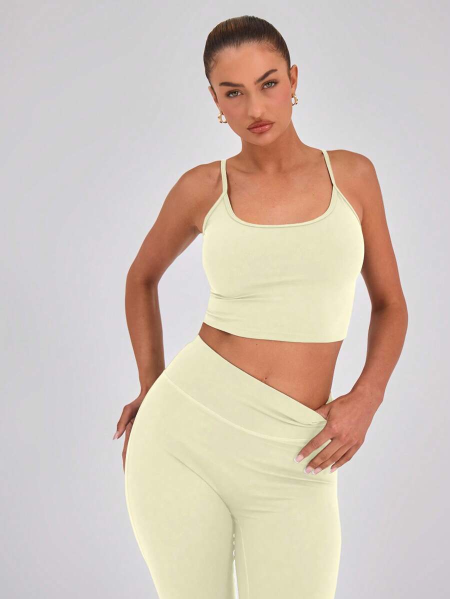 Musera Sport Slinky Spaghetti Strap Active-Wear Crop Cami Top Only, Padel, Tennis, Pickleball Gym Fitness