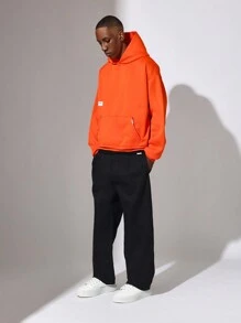 SUMWON Los Angeles Urban Streetwear Hooded Sweatshirt Large Back Print Pullover Winter Fall Oversized Casual Comfortable Athletic Wear - Orange - View 3