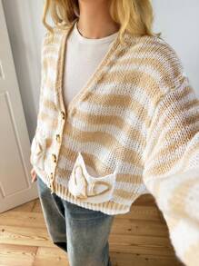 Forever 21 Áo len Giáng sinh xấu xí mùa thu đông cho nữ/Áo len nữ xấu xí/Năm mới/Áo khoác cardigan nữ dự tiệc ngày lễ/Ngày lễ/Năm mới/Áo khoác cardigan tay dài/Đêm giao thừa/Năm mới/Áo khoác cardigan nữ dự tiệc Giáng sinh/Ngày lễ/Giáng sinh/Y2k/Trang phục dự tiệc/Túi/Phong cách đường phố/Sang trọng/Trang phục hàng ngày/Cổ chữ V/Áo khoác cardigan sọc thường ngày - Nhiều màu - Xem 4