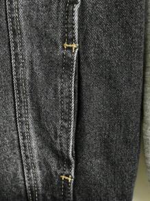 SHEIN Tween Boy 2pcs/Sets Fashion Casual Black Denim Patchwork Gray Knit Hooded Long-Sleeved Denim Jacket And Comfortable Stretch Skinny Kids Jeans For Dailywear And Fall/Winter Kids Summer Clothes - Black - View 3