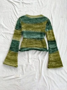 Soleia Women's Holiday Colorful Striped Flared Sleeve Knit Pullover, Fashionable And Warm - Multicolor - View 6