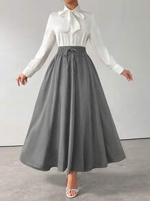 Modelyn Falda de mujer de color liso con cinturón, estilo vintage elegante, perfecta para trabajo, fiesta, boda, uso diario, graduación