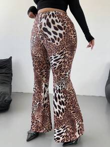 Flirla Schlaghosen mit Leopardenprint, Große Größen im Street-Style - Braun - Übersicht 4