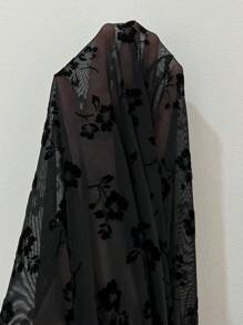 Viva Relle Robe maxi fendue sexy pour femmes grandes tailles en maille transparente à fleurs roses 3D pour soirée