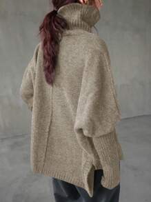 FRIFUL 女式高领纯色长袖休闲宽松毛衣秋冬