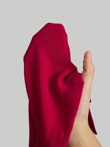 Ontre 女士2025新年红色夸张阔腿衬衫领连体裤，春季 - 酒紅色 - 查看 8