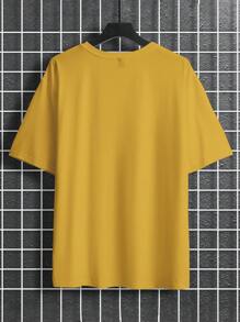 Manfinity Homme 大码男士字母印花圆领短袖休闲 T 恤