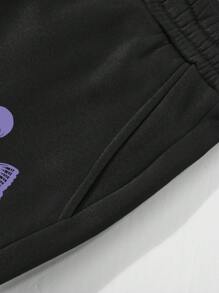 ROMWE MEN Anime Men's T-Shirt Set: Short Sleeve Top And Pants, Minimalist Fashion Casual Everyday Wear - Multicolor - View 6