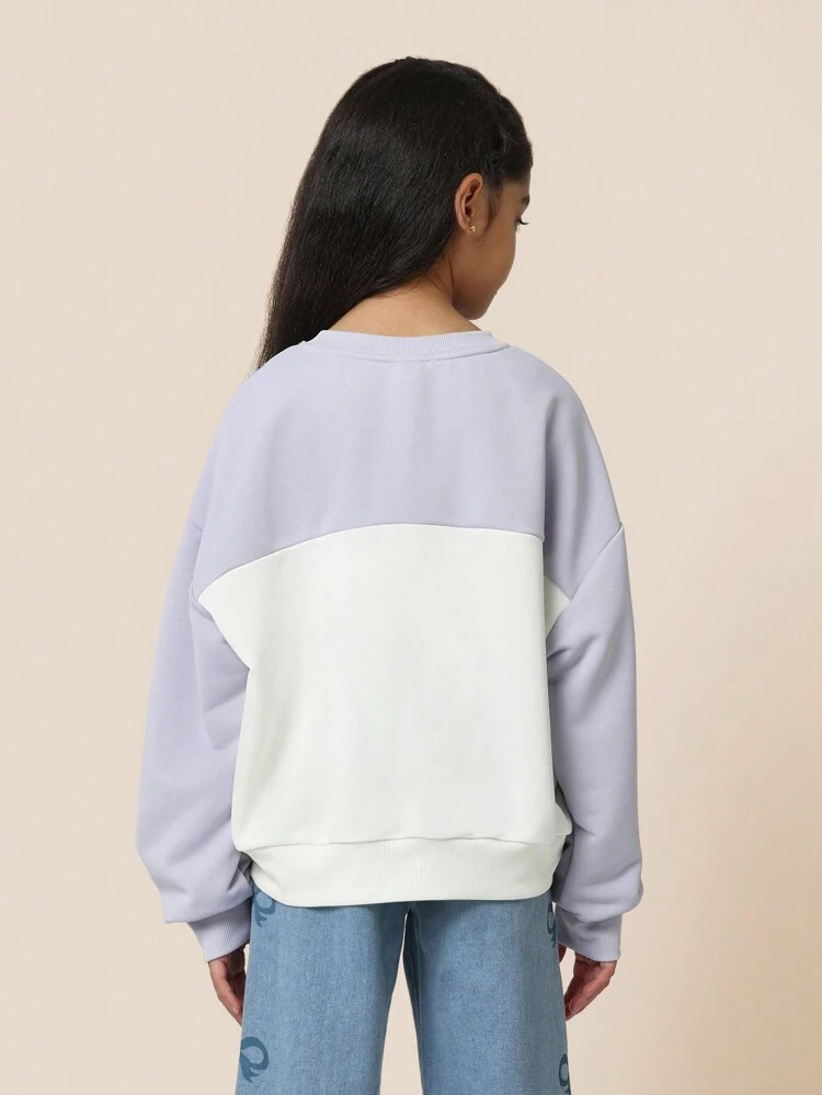 Zweifarbiges Sweatshirt mit Farbblockdesign und Rundhalsausschnitt